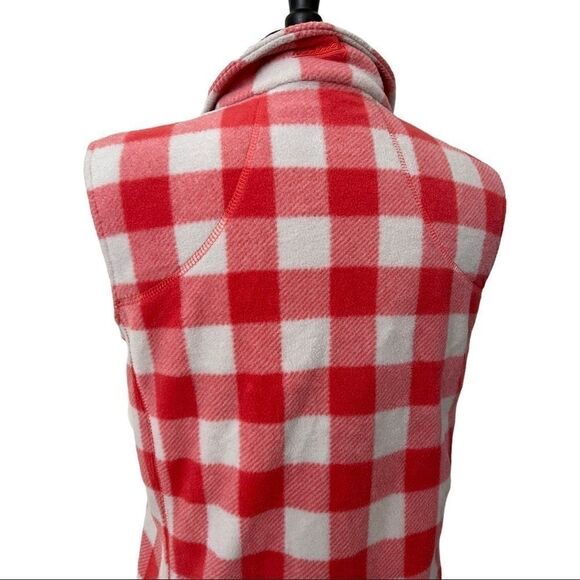 Woolrich Red White Buffalo Plaid Fleece Zip Front Vest Size M - Picture 8 of 13